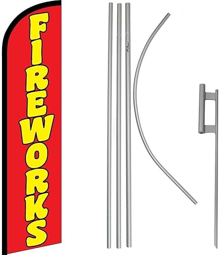 Premium Fireworks RedWindless Flag & 16' Flagpole KitGround