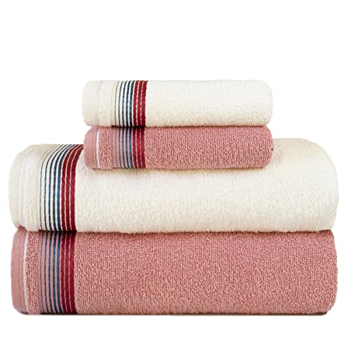 Jogo de Toalhas Gigante 4 Peças 400g/m2 100% Algodão - Sublime (Rosa Crochê + Branco)