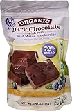 Nib Mor Vegan Dark Chocolate | Blueberry Pieces | Pack of 1-18 Oz Bag | Gluten Free, Organic, Plant Based, Dark Chocolate Snack Squares | 72% Cacao