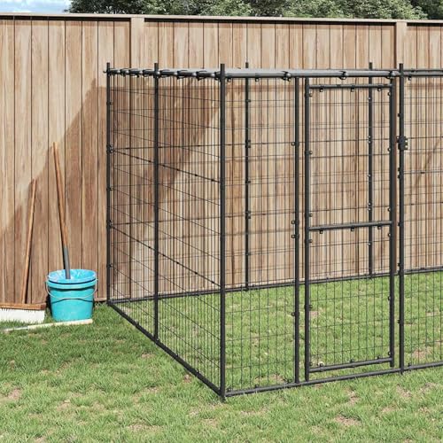 Vopese Hundehütte Spiel Paradies Pulverbeschichteter Stahl PE Schwarz Silber 330x220x180cm Model3082293