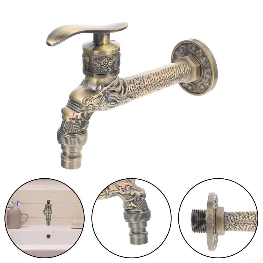 Vintage Kitchen Faucet Made of Zinc Alloy with Antique Design for Home Bathroom Balcony Washing Machine Use Easy — view 5