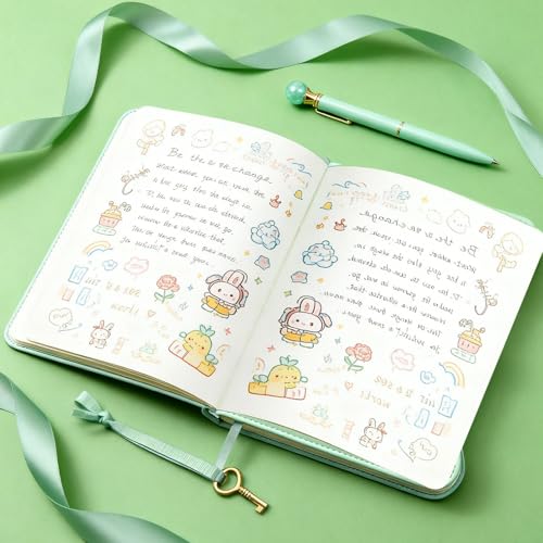 Nidoul Girls Gifts Diary with Lock for Girls Ages 8-14,The Princess Diaries 360 Pages with Lock,Keys and Pen,Journal Notebook Secret Diary for Girls Cute Gifts (Elegant Green) - Image 2