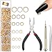 1014 Pieces Nail Art Dangle Charm Piercing Tool Hand Drill, Nail Charms 6 Sizes Jump Ring Connector with Jump Ring Open Close Tool Pliers and Tweezers for Jewelry Making (Gold, Silver)