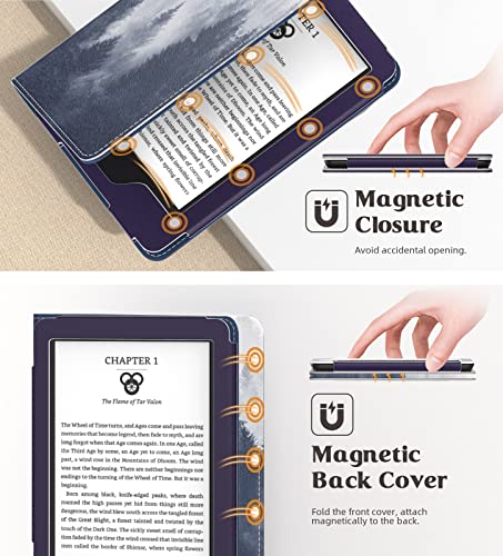 Image of MoKo Case for All-New 6 inch Kindle(11th Generation, 2024 /2022 Release) /(10th /8th Gen, 2019 /2016), Ultra Lightweight PU Shell Cover with Auto Wake /Sleep for Kindle 2024, Gray Forest