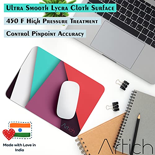 Image of Artich Designer Gaming Mouse Pad for Office Laptop /Computer with Super Soft Non-Slip Rubber Base and Lycra Cloth Surface for Silky Touch Rectangle (Blue Violet Red Abstract)