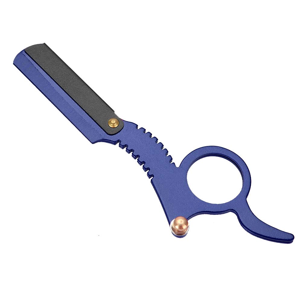 Barbero de afeitar, Navaja retra clásica con borde recto + Mango de madera, Cuchillas intercambiables, Set de estilismo multifunción para hombre cuchilla de afeitar tradicional (Blue)