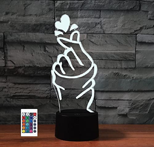 3D Liebevolle Hand Finger Herz Optische Illusions-Lampen Mit Tolle 7/16 Farbwechsel Acryl berühren Tabelle Schreibtisch-Nachtlicht mit USB-Kabel für Kinder Schlafzimmer Geburtstagsgeschenke Geschenk Cover