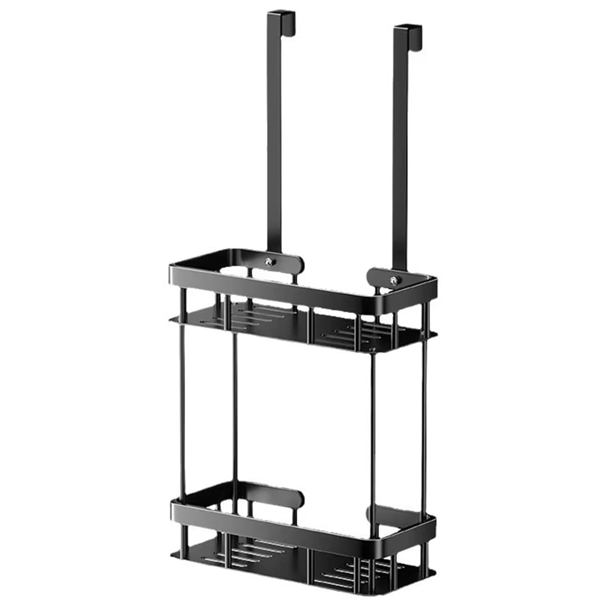 CTRLZS Bathroom Wall-Mounted Storage Rack Free Punch over the Door Toiletries Organizer Shower Room Hanging Shelf 2 Layers