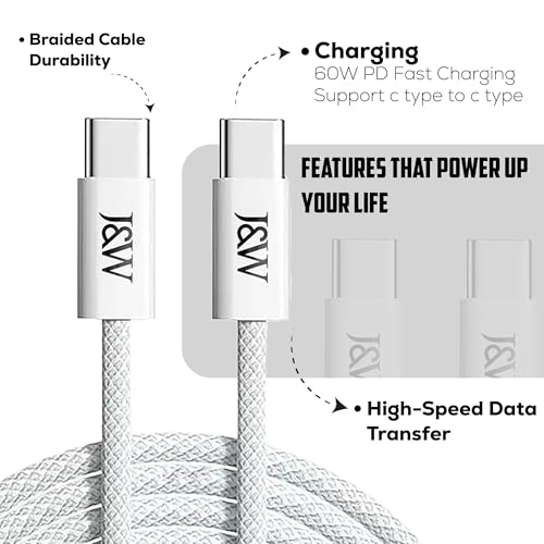 Image of J&W 60W Fast Charging USB-C to USB-C Cable (White)
