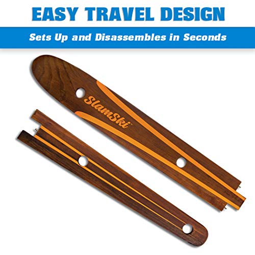 GoPong Slamski - Retro and Vintage Wood Design 4 Person Drinking Ski with 50 Plastic Shot Glasses