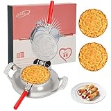 Wolfwo Traditional Rotating krumkake Iron & Thin European-style waffles, Stroopwafel Iron Perfect for Gifts, Pizzelle Iironr Suitable for Gas Stoves, Electric Furnace, Wood Cones, Cast Aluminum