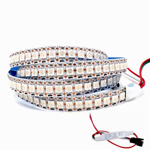 SVFISHKK WS2812B LED Strip SMD 5050 Individual Addressable 144Pixels/m 144Pixels WS2812b IC RGB Strip Full Color LED Strip Non-Waterproof DC5V (3.2FT 144led IP30, White PCB)