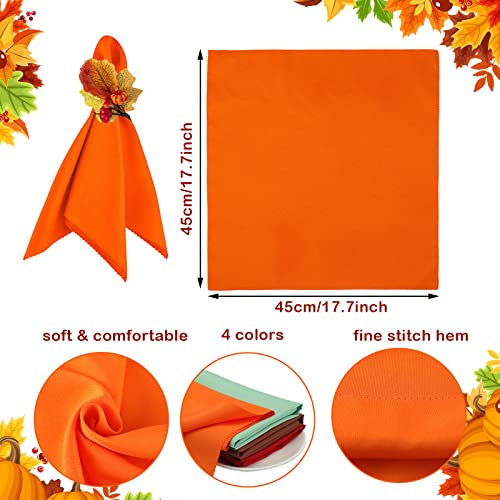 16 Pcs Fall Thanksgiving Napkin Ring Set 8 Pcs Napkin Rings And 8 Pcs Washable Thanksgiving Dinner Napkins For Fall Party Holiday Kitchen Table Decoration For Autumn Party Supplies Decor (Plant) #TOP2