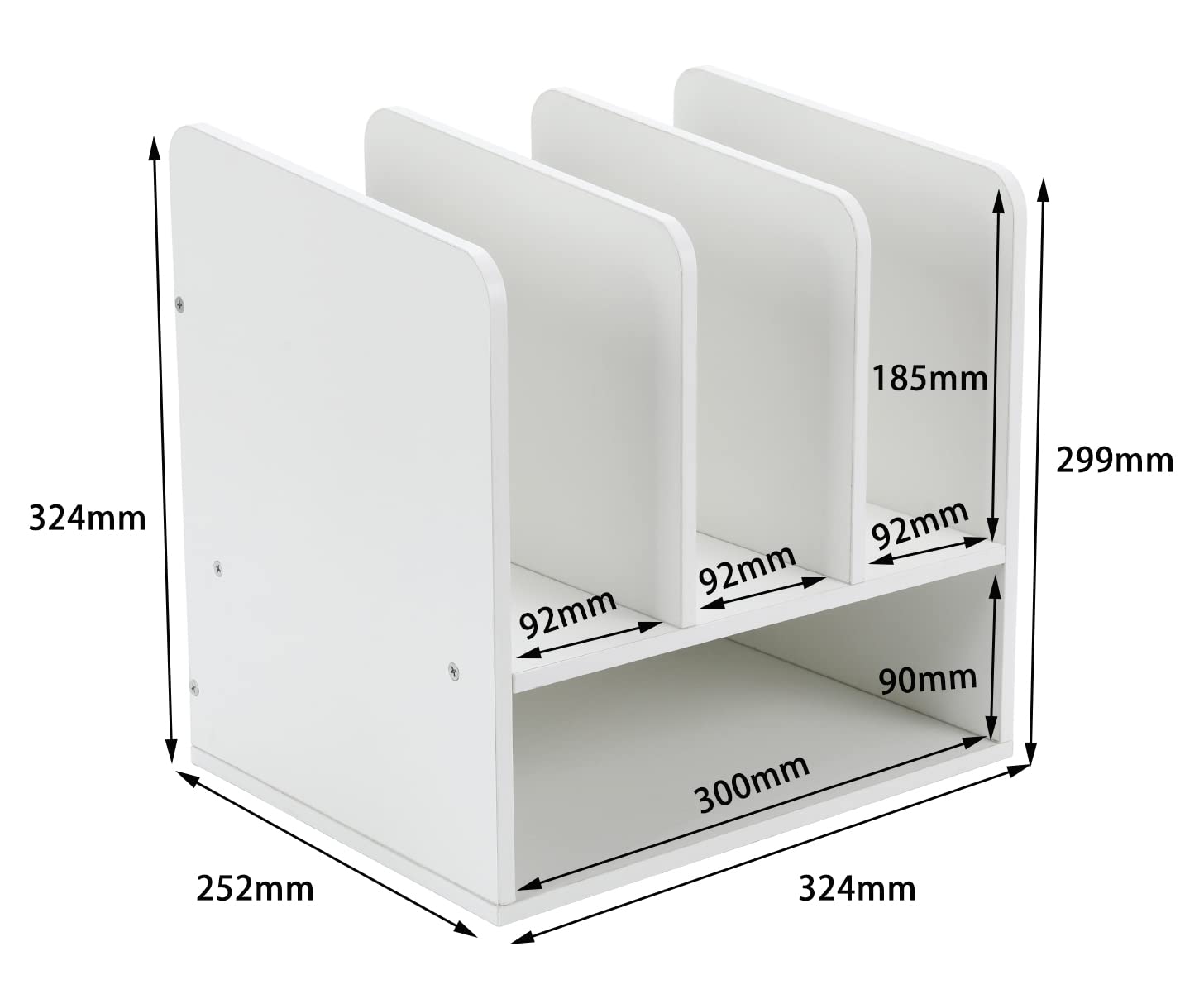 EasyPAG 4 Compartimentos Madera A4 Organizador Escritorio Clasificador oficina Estante Archivos Soporte Papeles Almacenamiento Documentos Bandeja Cartas,Blanco