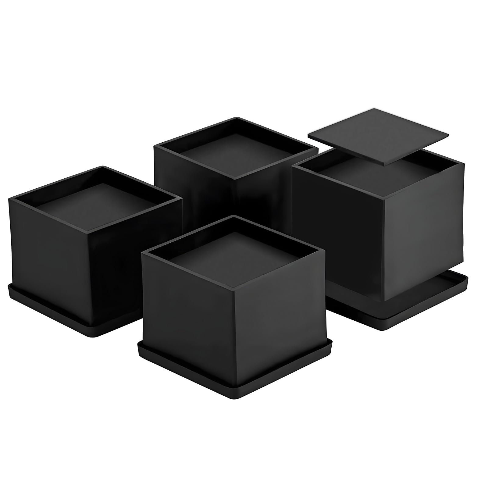 Uping Elevador Muebles Alza Mueble Elevadores Camas Mesas, Aumente Altura en 5,1cm (Negro, 4 Pieza)