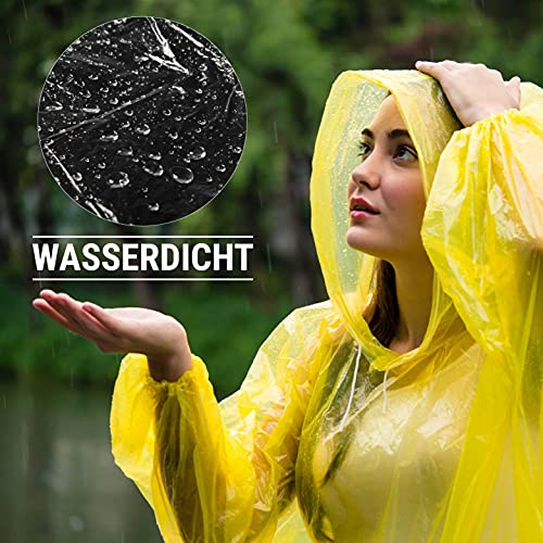 IGOERA Regenponcho XL transparent – 5er Pack Poncho mit Ärmeln für Damen, Herren & Kinder – Wasserdichtes Regencape mit Kapuze für Festival, Wandern, Camping, Radfahren & Outdoor