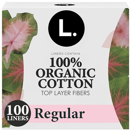 L. Ultra Thin Liners for Women, Regular Coverage, Organic Cotton Top Layer, Unscented Pantiliners, 100 Count