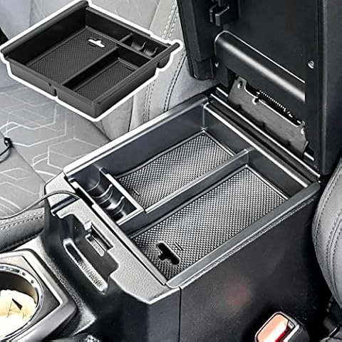 EDBETOS Center Console Accessory Organizer Compatible with Toyota Tacoma 2016-2019 2020 2021 2022 2023 ABS Material Armrest Box Insert Tray (Black Trim) Cover