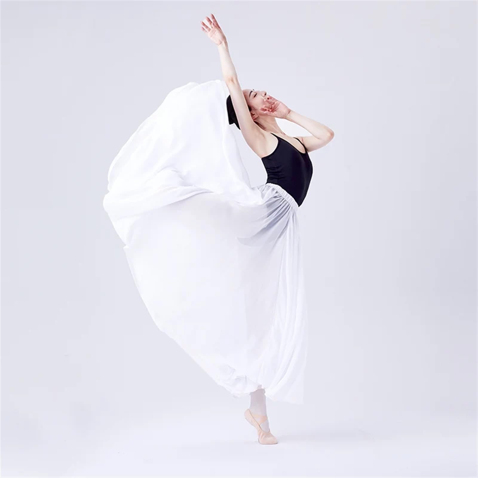 Falda Ballet Mujer Falda de Ballet Larga de Gasa for Mujer, Falda de Baile, tutú, Trajes de Baile de Ballet, Falda Larga for Adultos for Bailar(White 540 Degree,L)