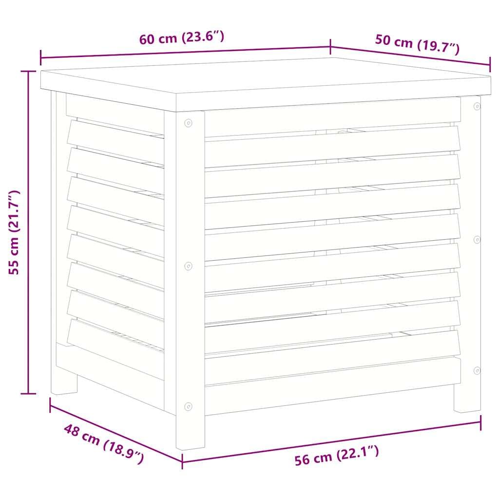 vidaXL Caja de almacenaje de jardín madera maciza eucalipto 60x50x55cm