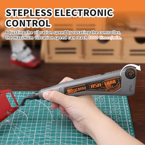Image of Reciprocating Sander, Variable Speed and USB Charging with LED Light, Pen Sander With 6pcs Sanding Head, Fit for Sanding, Polishing, Finishing, DIY Crafts (Grey)