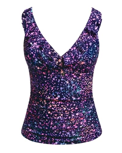 Image of Yonique Women's Tankini Top Only Tummy Control Bathing Suit Top Ruffle Swimsuit Top V Neck Swim Tank Top No Bottom