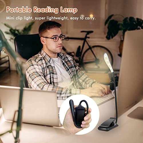 YESKAMO Lampada da Lettura Book Clamp, Lampada da Lettura Book Lamp con 7 LED, 3 Luminosità, Lampada USB Ricaricabile a Morsetto, 360 ° Flessibile Eye Protection Adult Children Reading Light