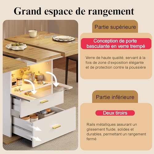 Table gain de place extensible 110-140cm pour rompre le manque d'espace - 7