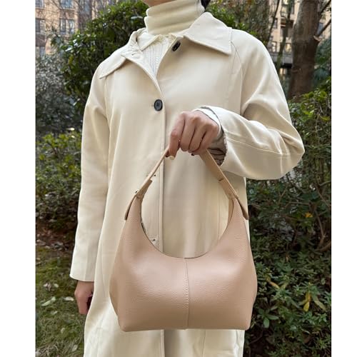 Image of Hobo Women's PU Leather Shoulder Tote Clutch Crescent Slouchy Bag with Zipper Closure and Top Handle