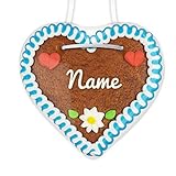 Tischkarte individuell aus Lebkuchen - Farbe: blau-weiß - schnell & einfach online beschrifteten Lebkuchenherzen mit Namen konfigurieren - personalisierte Platzkarte