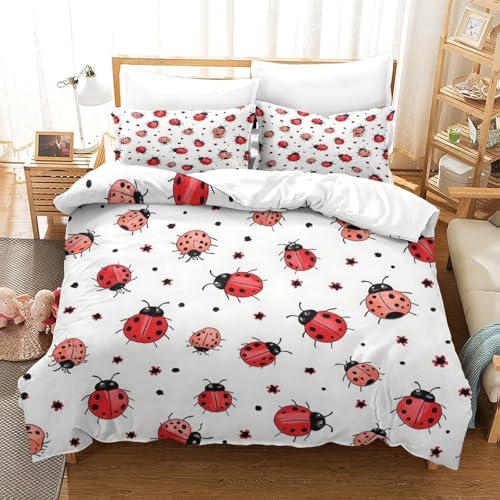 Housse de couette luxe 3D coccinelle en microfibre douce pour lit double - 3