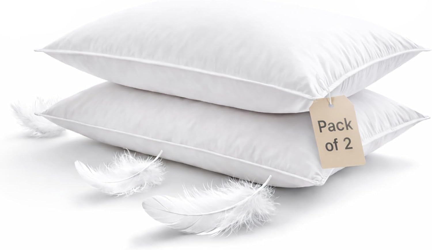 SK MERCHANDISE Duck Feather & Down Pillows (4 Pack) Luxury Bed Pillows for Sleeping (48X74cm) Soft for All Sleep Positions Breathable Washable Hypoallergenic & Anti Dust Mite