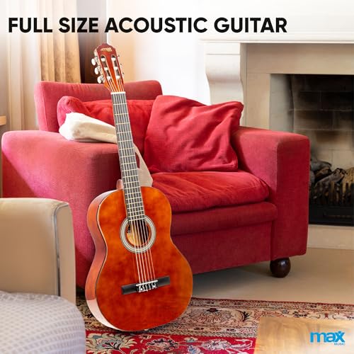 Image of MAX SoloArt 40-Inch Full Size Classical Acoustic Guitar Starter Kit for Beginners & Adults - Includes Gig Bag, Tuner, Guitar Strap, Extra Strings & Picks | Designed & Engineered in Netherlands