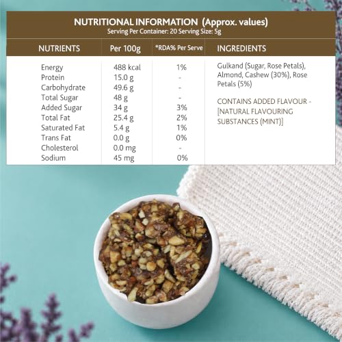 Image of JoySpoon Premium Cashew Rose Mukhwas - Supari Free Mouth Freshener with Almonds, Cashews & Gulkand | Traditional Indian Digestive & Refreshing After-Meal Mouth Freshener | 100g