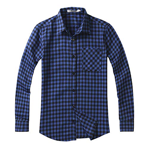 Image of OCHENTA Men's & Boys' Long Sleeve Button Down Plaid Flannel Shirt