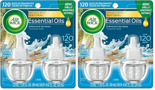 Image of Air Wick Plug in Scented Oil Refill, 2ct, Turquoise Oasis, Essential Oils, Air Freshener (Pack of 2)