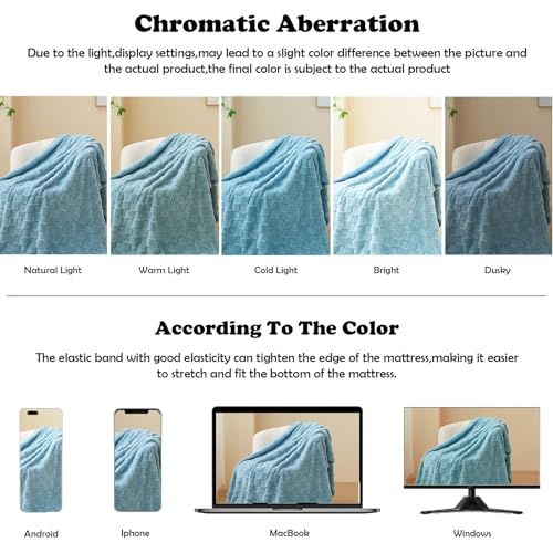 NEWCOSPLAY Super Soft Queen Blanket Blue Premium Silky Flannel Fleece 3D Checkered Lightweight Bed Blanket All Season Use (Blue Checkered, Queen(90"x90"))