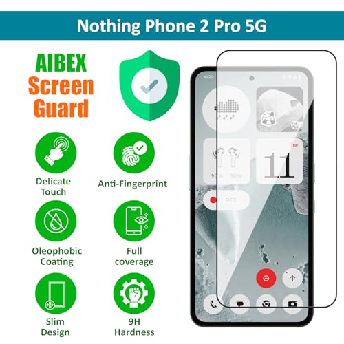 Image of AIBEX Military-Grade Tempered Glass Screen Protector for CMF Nothing Phone 2 Pro with Edge-to-Edge Full Screen Coverage | Scratch Resistant | Case Friendly | Easy Installation Kit