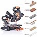 Evolution Power Tools R185SMS+ Sliding Miter Saw with Multi-Material Cutting, 45 Degree Bevel, 50 Degree Miter, 210 mm Slide, Blade Included Cuts Wood Plastic Metal & More, 7-1/4