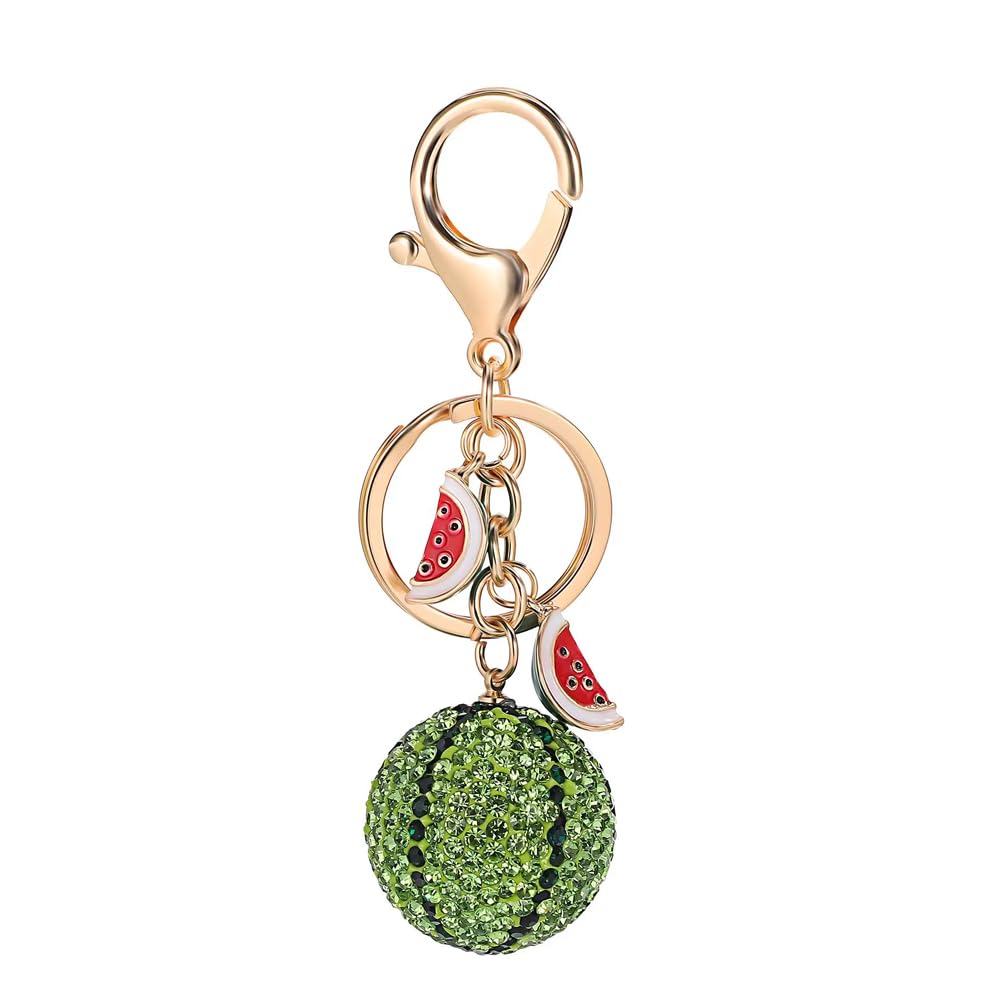 Arfuka Unisex Multicolor Rhinestone Keyring Sparkling Crystal Keychain Watermelon Design Car Key Ring Jewelry For Women Men, Bag Purse Charm Accessory
