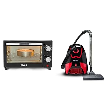 AGARO 33266 9L Oven Toaster Grill, Black+AGARO Galaxy 1000-Watts Dry Vacuum Cleaner with 19 kPa Suction P