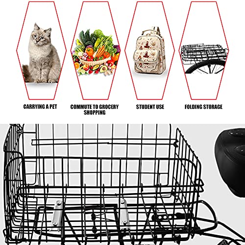 Lkerejol Steel Wire Foldable Portable Rear Bike Basket Outdoor Cycling Durable Waterproof Universal Bicycle Baskets(Black) #TOP2