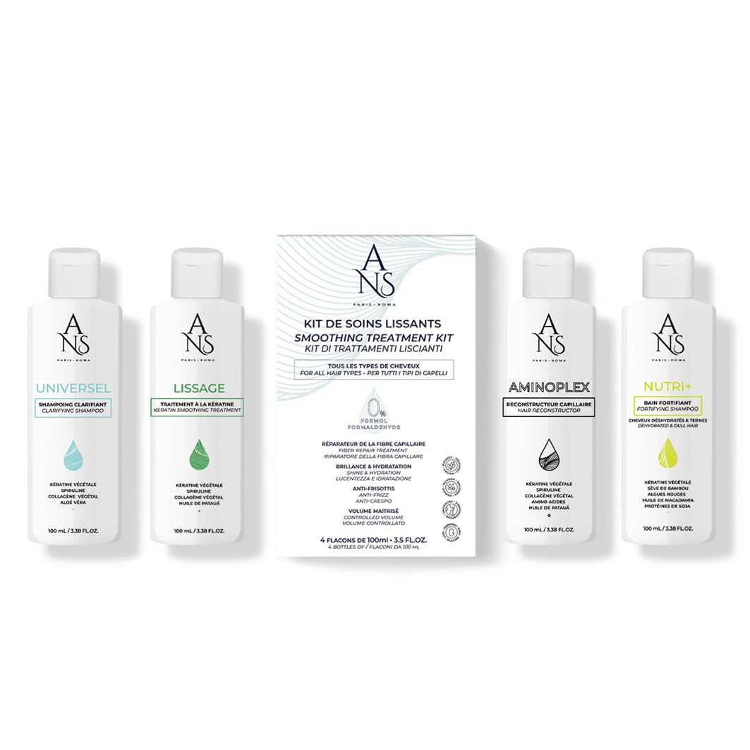 ANS Brasil Kit de cuidado alisador -Cuidado del cabello a medida. Rizos definidos, Botelixir, Suavizado brasileño. Cualquier tipo de cabello, cabello rizado. Cabello brillante, antiencrespamiento 4 x