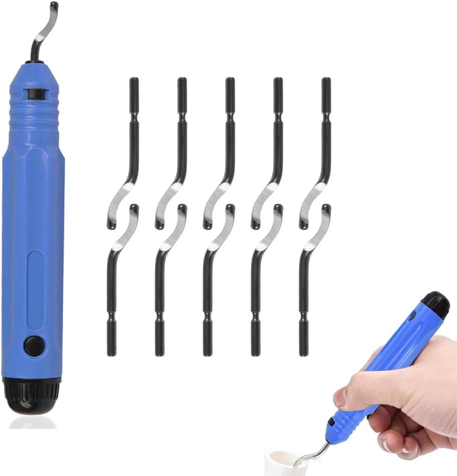 Sichumaria Deburring Tool Kit, NB1100 Handle + 10 Pcs BS1010 Rotary Deburr Blades,Hand Rotary Pipe Deburring Cutter For Cutting Deburrs Wood, Plastic, Copper, Aluminum And Steel
