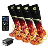 【3足/2足/1足入り】電熱ソックス アプリ45-75℃温度調節 つま先発熱対応 2個8000mAhバッテリー選択可能 5段階タイミング 高弾性 洗濯可能 男女兼用 日本語説明書付き (ブラック(2足入り)-8000mAh)