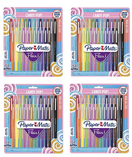 Flair Felt Tip Pens, Medium Point (0.7mm), Limited Edition Candy Pop Pack, 24 Count