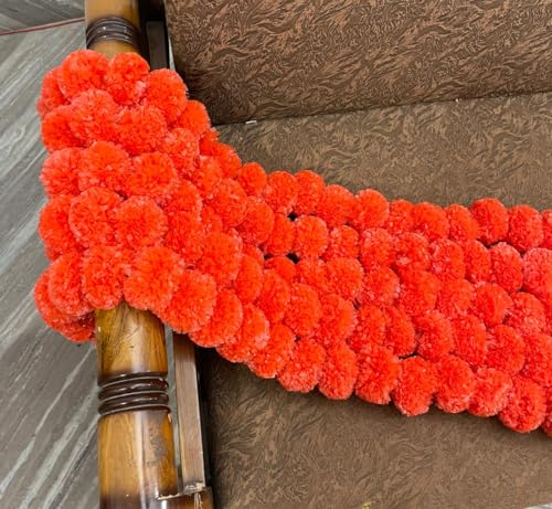 Image of SPHINX Artificial Marigold Fluffy Flowers Garlands for Decoration - Pack of 5 (Dark Orange)