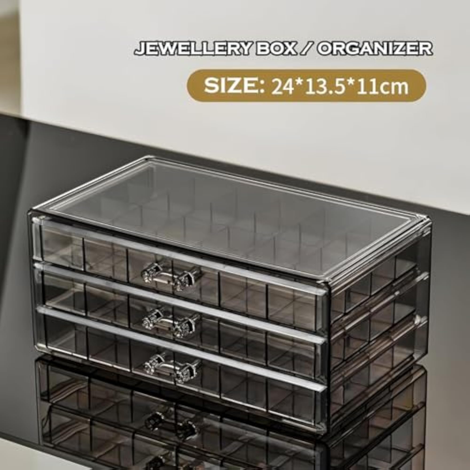 Clear Acrylic Jewellery Box Organizer with Drawers