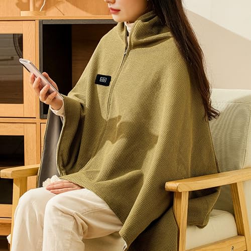 Portable Heated Shawl Wraps for Women - 3 Heating Levels, USB Heated Blanket, 70.86 * 59.50 Inch Green2