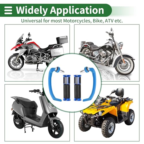 Poignées de guidon moto bleu 22mm 24mm en alu et caoutchouc